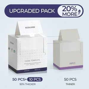 ECOLOOK Disposable Facial Wipes (60-count) — Eczema Association Certified Biodegradable — Thickened Antibacterial Dry & Wet Wipes