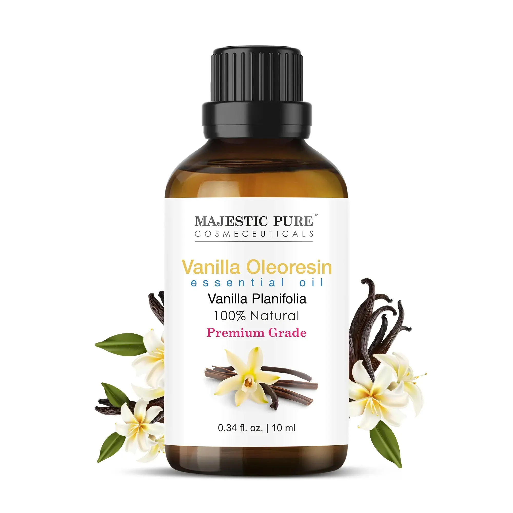 100% Pure Natural Vanilla Oleoresin Essential Oil - 0.34 fl oz, for Aromatherapy Therapy, Stress Relief, Vanilla Scents, Comfortable Use with Carrier & Essential Oils, Oils For Diffuser, Calming Aroma