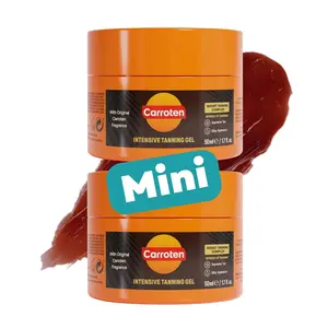 Mini Intensive Tanning Gel | Browning Tan Accelerator | Non-Greasy, Water-Resistant with Carrot & Coconut Oil | Vitamin A & E For Moisture & Hydration | Travel Size | 1.7 oz (2 Pack)