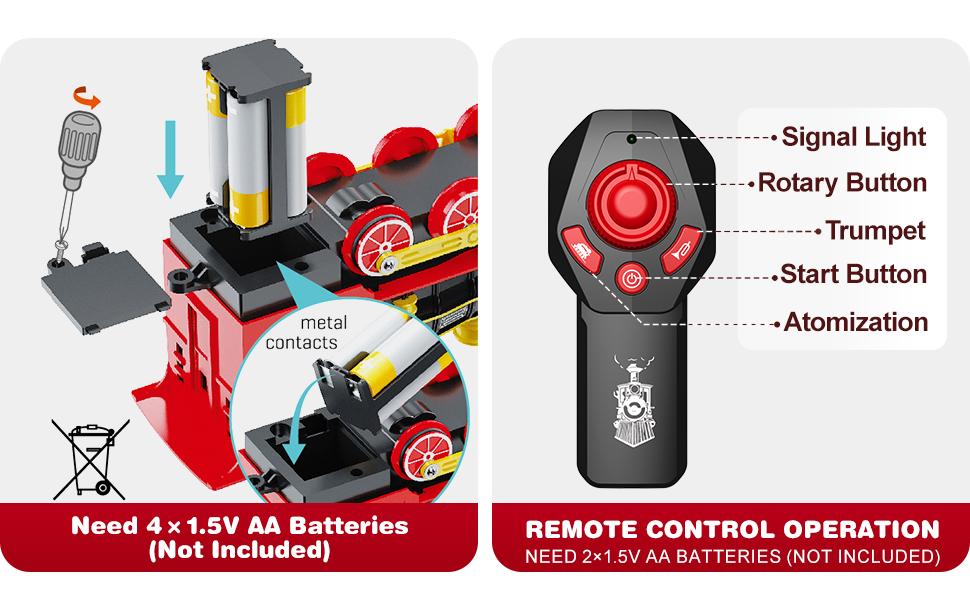 Hot bee Train Set - Train Toys for Boys with Smokes, Lights and Sound, Toy Train Set for Under Christmas Tree, Toddler Model Trains for 3 4 5 6 7 8+ Years Old Kids Christmas Toys Gifts