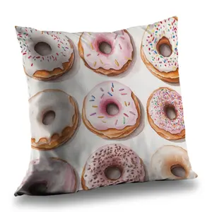 MWW C1PC1616R0IWEI 16 x 16 in. Donuts Pink Polyester Twill Throw Pillow - Stylish Home Decor Accent