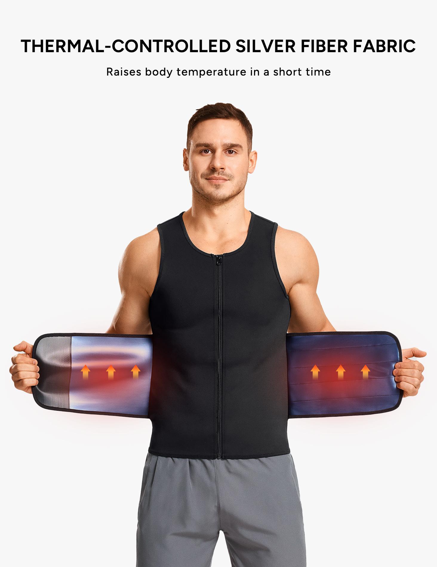 【Nebility】Waist Trainer Sauna Suit for Men Heat-reflecting Sweat Boost Workout Gym Compression Tank Top Activewear