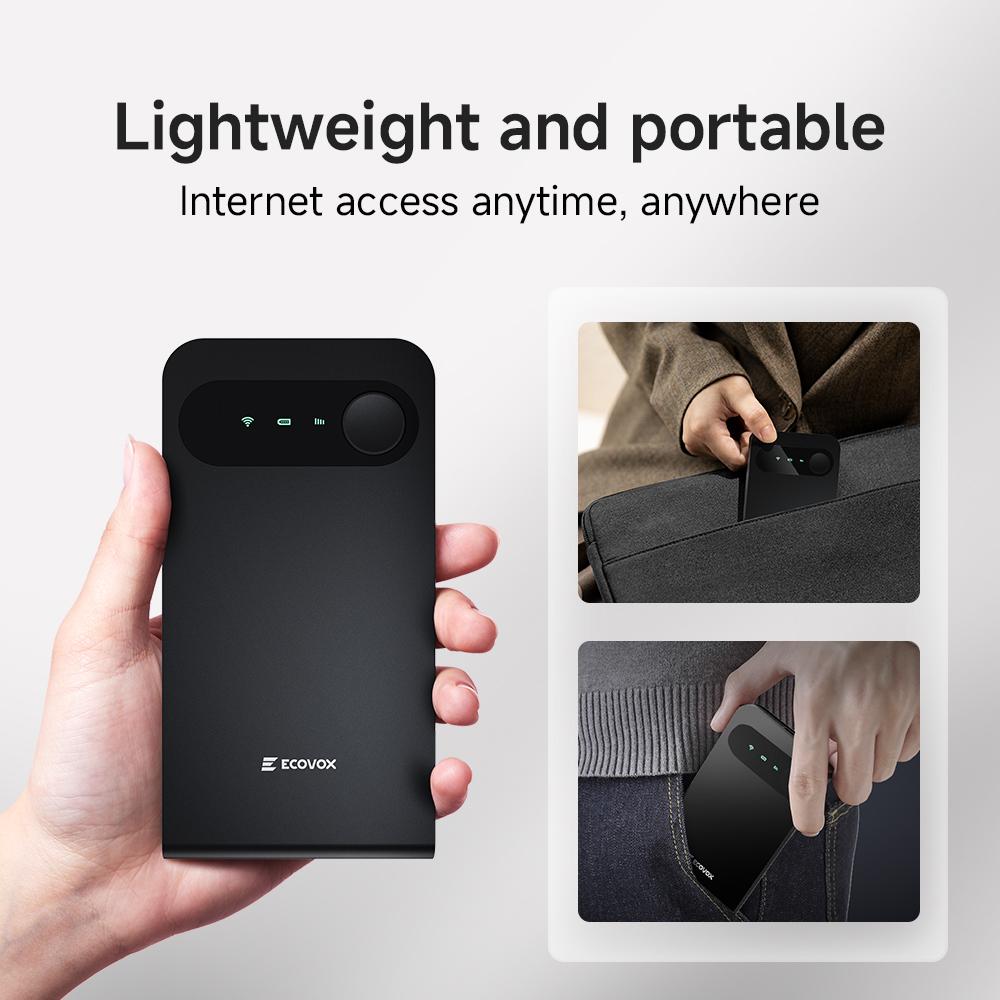 ECOVOX 4G LTE WiFi Mobile Hotspot 2026, No SIM Card Required No Contract, 9 Connected Devices, Multiple Networks, Portable Internet for Campers, Motorhomes and Travels, Free 1GB Local Data