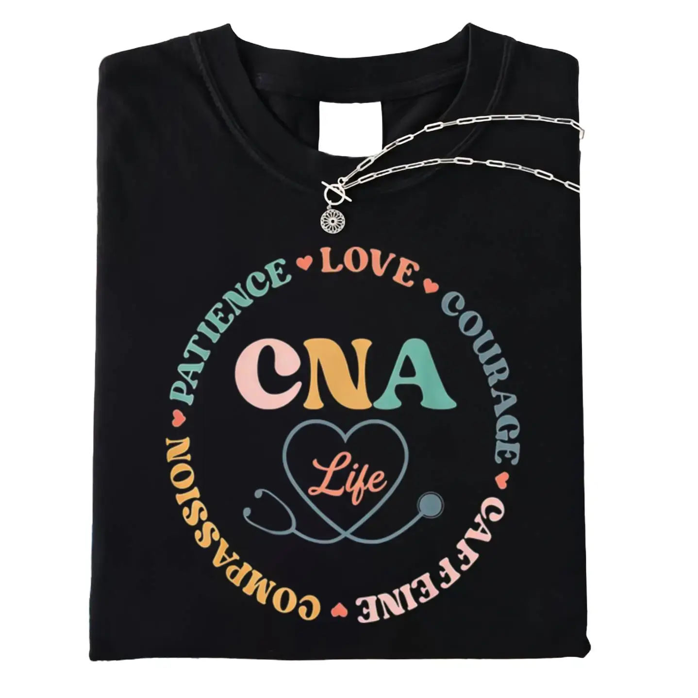 CNA Life Graphic T-Shirt for Nursing Assistants, Pure Cotton Breathable Fabric with a Relaxed Fit and Round Neck for Outdoor Streetwear