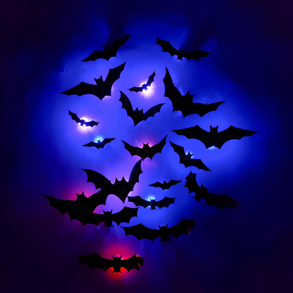 Halloween 3D Lighted Bats, 2025 New 3D Led Bats Lighted Stickers Decor Light - Hanging Wall Luminous Glow Clings for Home Bar Halloween Party (Bats-12pcs) Halloween 3D Lighted Bats, 2025 New 3D Led Bats Lighted Stickers Decor Light - Hanging Wall Luminous Glow Clings for Home Bar Halloween Party (Bats-12pcs)