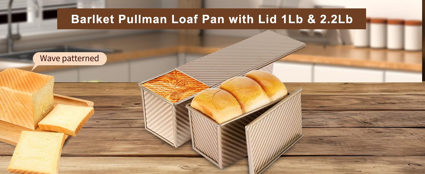 Upgrade Pullman Loaf Pan with Lid, Pullman Loaf Pan 1 LB, Pack Nonstick Sandwich Bread Pan, for Bread, Sandwiches, and Toast, Golden, Deep Side and Corrugated bakeware box mold baking sheet supplies baking tools silicone bakeware cake pan