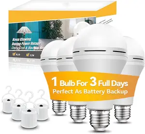Rechargeable Light Bulbs, 2600mAh Large Battery Backup Light Bulbs, Perfect As Emergency Lights for Home Power Failure, Hurricane Prepareness Item, E26/E27