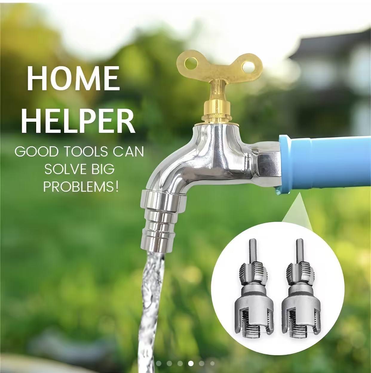 Household Repair 2-Piece Dual-Function PVC Threading Tool Set, 1/2 Inch & 3/4 Inch NPT Precision Alloy Steel Inner/Outside Sleeves, Electric Drill-Compatible for PVC Piping, Two Piece Set, Plastic Pipes