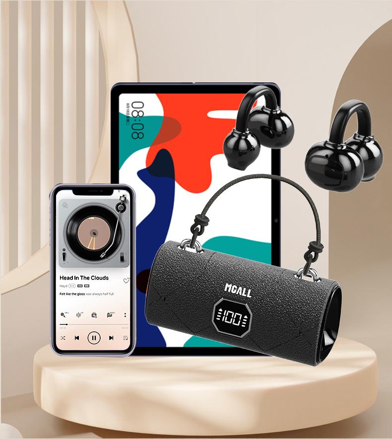 MGALL X22 Fashionable Clip-On Wireless Headphones with Handbag‑Style Light‑Luxury Leather Texture, Comfortable Fit, 2025 Bluetooth 6.0, LED HD Display, HiFi Sound, Sport & Travel Ready, Perfect Gift for Girlfriend, Audio Earbuds for Music & Calls