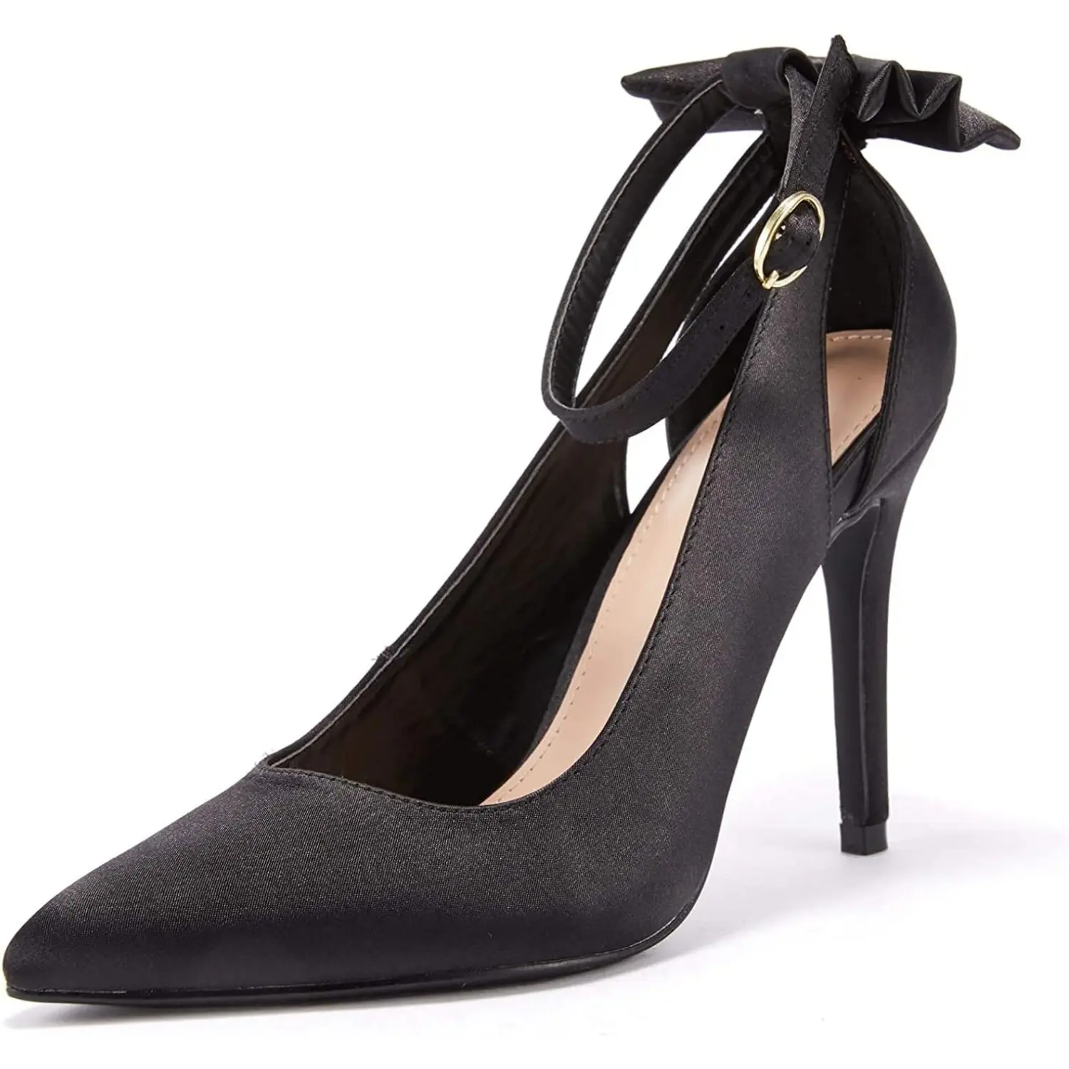 Coutgo Women's Pointed Toe High Heels Ankle Strap D'Orsay Pumps Shoes Bow Wedding Bowtie Back Dress Sandals tiktokshopbacktoschool