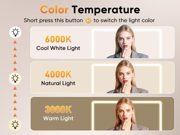 Vanity Mirror with Lights, LED Makeup Mirror with Dimmable 3 Color Modes, Touch Screen Control Vanity Based Mirror Desk Mirror Square White Vanity Mirror with Lights, LED Makeup Mirror with Dimmable 3 Color Modes, Touch Screen Control Vanity Based Mirror Desk Mirror Square White