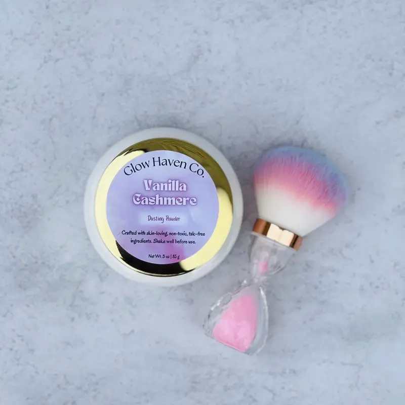 Glow Haven Co. Vanilla Cashmere Body Dusting Powder Warm Vanilla Amber Talc-Free Luxury Soft Smooth Skin Long Lasting Scent 3 oz Sensitive