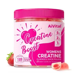 【Buy 2 Get 1 Free】AiVital Creatine Gummies for Women 5000mg Monohydrate 2000mg Collagen 1000mg BCAA Sugar Free 30 Servings 120 Counts Berry Flavor Zero Sugar Fitness