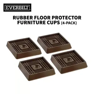 NEW 2 in Brown Square Smooth Rubber Floor Protectors Furniture Cups 4 Pack Everbilt