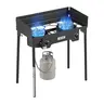 VEVOR Camp Kitchen Outdoor Cooking Station, Heavy-Duty Carbon Steel 2-Burner Propane Stove (150,000 BTU), Heat-Resistant Coating, Detachable Design Stand, Cookware-Compatible Dual Independent Burners, Gas Tools for Outdoor Adventures