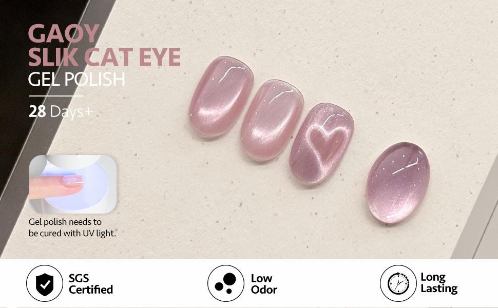 GAOY Crush Worthy Pink Cat Eye Gel Nail Polish Set with Magnet 6 Colors, Christmas Gift Idea Holography for Valentine's Date Night Nails, Sweet & Spicy DIY Manicure