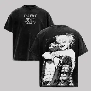 Unisex Oversized My Hero Academia Dabi x Toga Double-Printed Vintage Washed Short-Sleeve Seamless Heavyweight Cotton T-Shirt, Men's Apparel Pieces