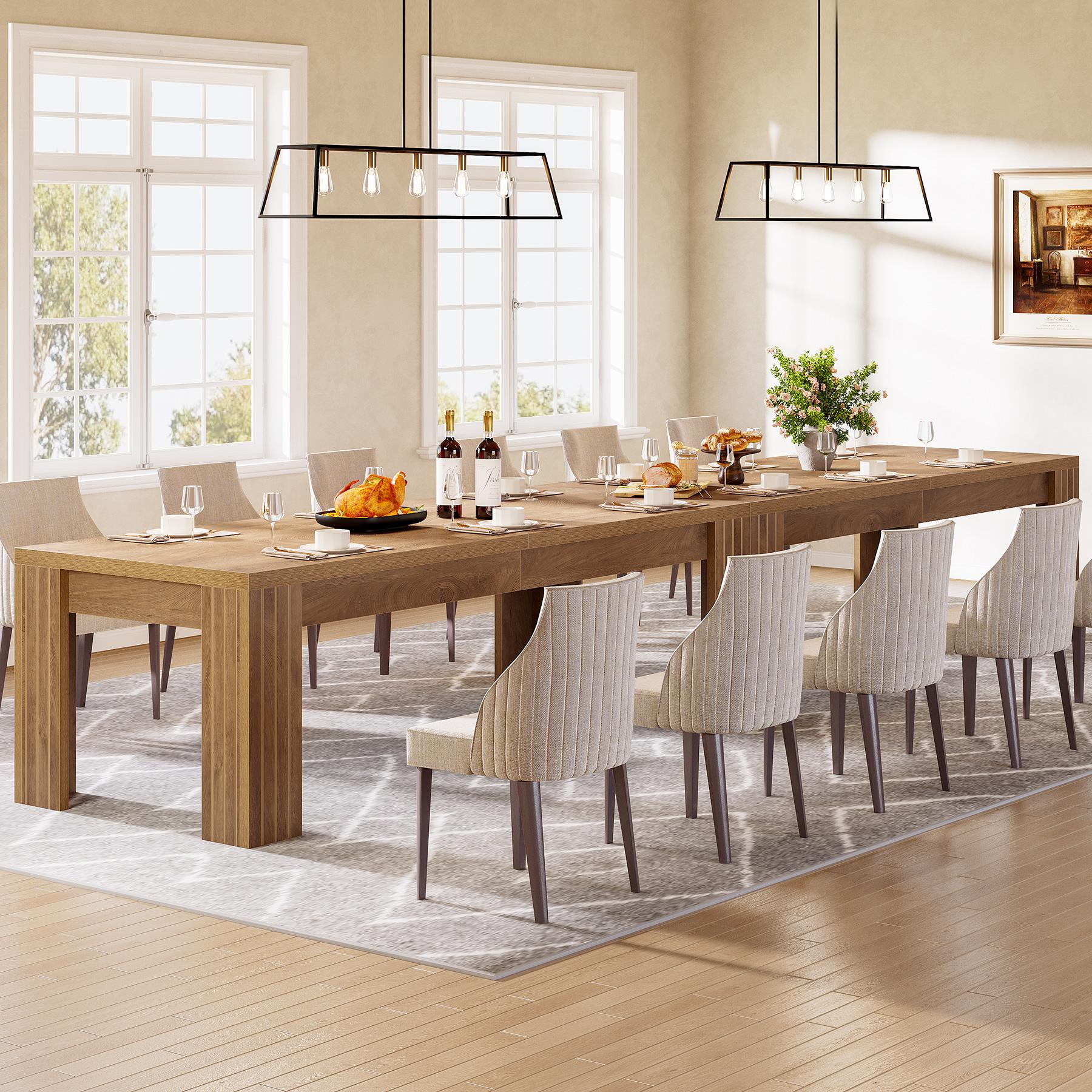 LITTLE TREE  78.7-Inch Large Dining Table for 6-8, Rectangle Farmhouse Kitchen Table with Heavy Duty Legs for Kitchen & Dining & Living Room (Natural)