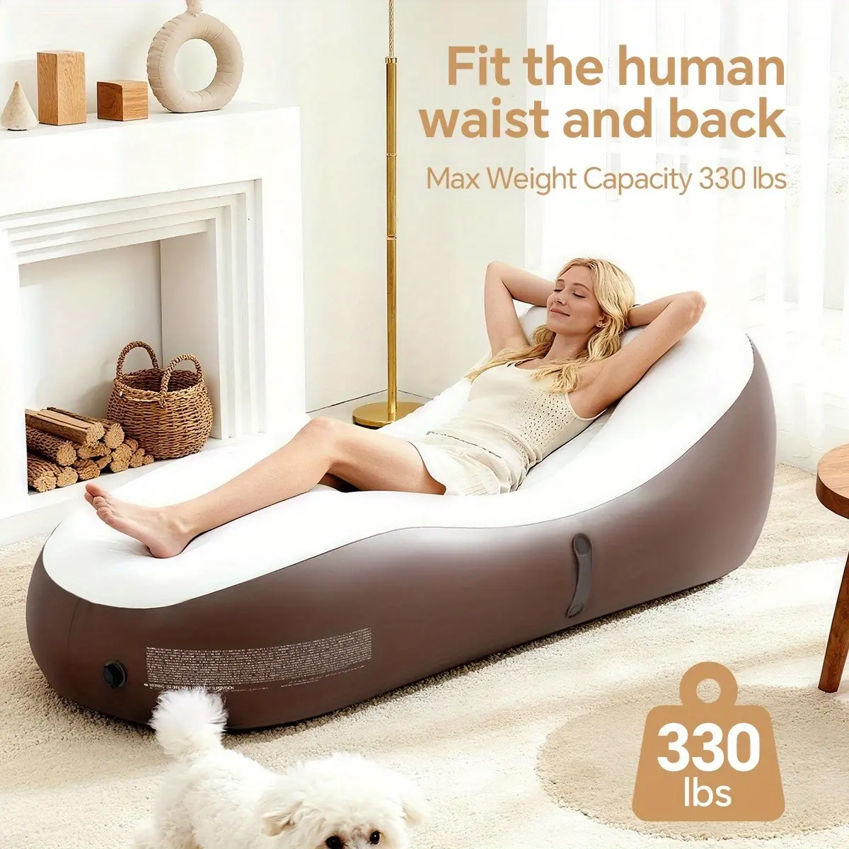 Ergonomic Inflatable Flocked Lounge Chair for Adults - Single-Person Wear-Resistant Plastic Floor Sofa with Backrest Support, Ergonomic Lounging, Inflate and Relax, Packs Down Easily for Outdoor Camping, Campfire Parties