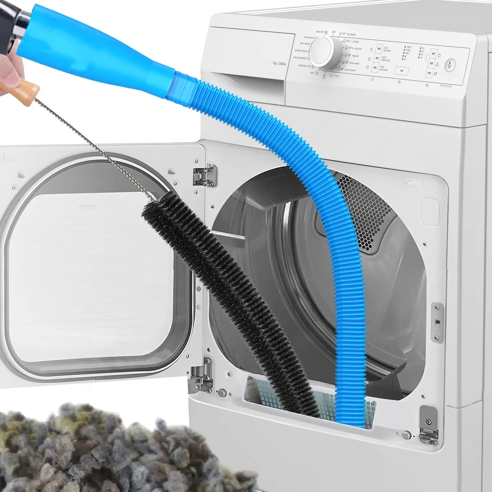 2 Pieces Dryer Vent Cleaner Kit and Dryer Lint Brush Vacuum Hose Attachment Brush Lint Remover Power Washer and Dryer Vent Vacuum Hose Replacement Parts