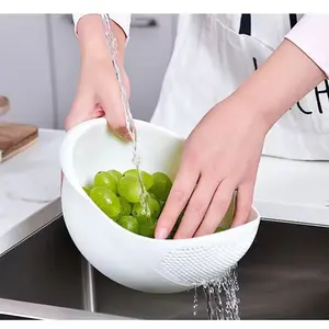 2-In-1 Rice Strainer Beans Washer Strainers and Colanders-Washing Bowl for Vegetables and Fruits Kitchen Supplies Accessories NONE