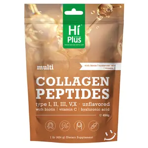 HiPlus Collagen Peptides Powder supplements for women Premium Hydrolyzed Formula with Hyaluronic Acid, Biotin & Vitamin C, Unflavored-Enhanced Support for Radiant Skin, Strong Hair, Nails & Joint Health -1 Month Supply postbiotic supplement dietary