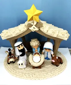 7pcs 3D Printed Nativity Set, Articulated Baby Jesus, Mary, Joseph, Angel, Mini Sheep, Donkey, Fidget Christmas Home Decor Toy ANSET002