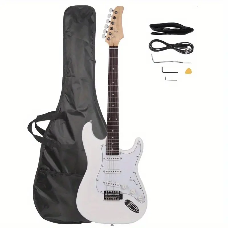39-in Monochrome Cutaway Electric Guitar - Basswood Body, Rosewood Fingerboard, Tremolo Bridge, 1-Volume & 2-Tone Knobs, Strap, Guitar Pick, 36V USB Power, No Battery Needed, 163.65 oz Weight (Toys & Hobbies Musical Instrument Accessory)