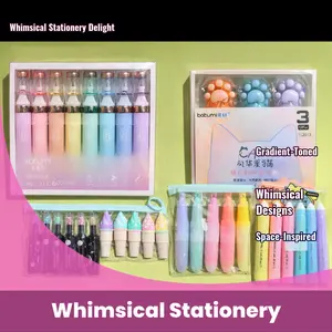 Cute Pen sets - Crystal Pens, Cat Paw Highlighters, Galaxy Black Pens, Character Multi-Color Pens, Ice Cream Cone Markers, Pastel Highlighter Sets