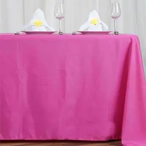 Polyester Rectangle Tablecloth 72"x120" Fuchsia with Wrinkle-Resistant Finish - Reusable Table Cover