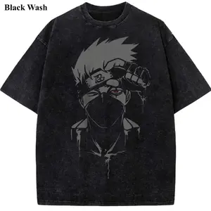 Kakashi Vintage Wash Tee, Naruto T-shirt, Anime Graphic Tees, Unisex Shirt, Anime Gift For Fan, Gym Workout Shirt, Menswear Womenswear Crew Neck Oversize Fit Heavy Cotton