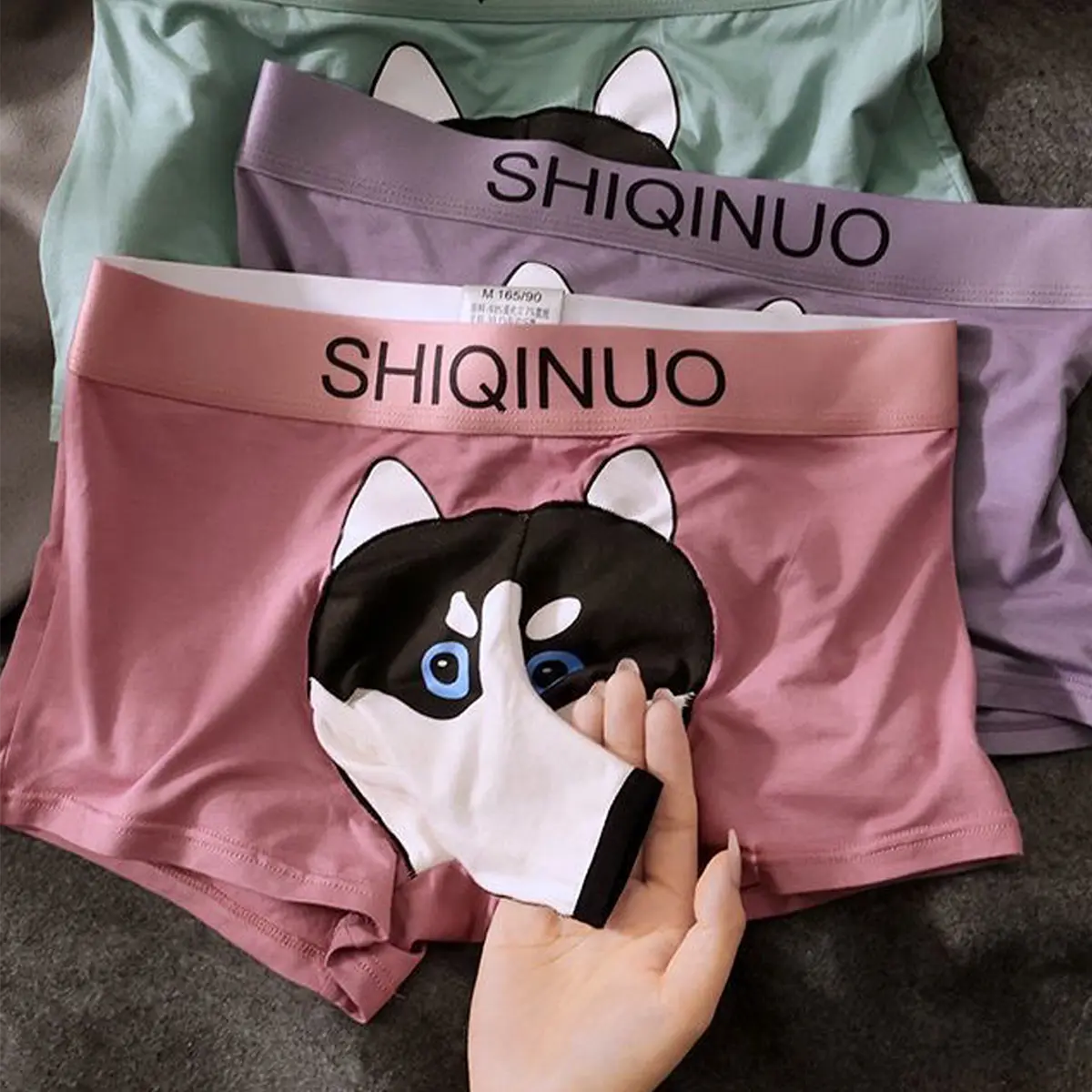 SHIQINUO Men's 1-Pack 3D Dog Animal Print Modal Boxer Briefs - Comfy, Lightweight, Soft Breathable Menswear Underwear with Dual Bulge Pouch, Casual, Playful Any Occasion Valentine's Day Novelty Gag Gift for Boyfriend