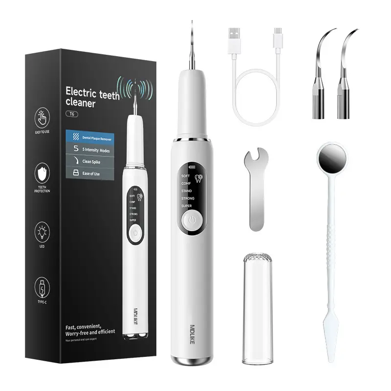 MDLIKE Plaque/Tartar Remover for Teeth, Dental Calculus Remover Teeth Cleaning Kit with LED Light & 5 Adjustable Modes Tartar Remover-Cleansing Mouth Care Father's Day Gift Long Battery Life Waterproof Oral tiktokshopbacktoschool