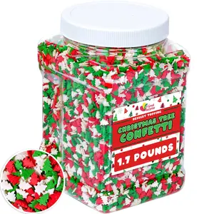 Christmas Sprinkles - 1.7 Pounds - Bulk Red and Green Tree Confetti - Holiday Sprinkles for Cookie Decorating - Christmas Jimmies for Gingerbread Cookies, Baking, Cupcakes