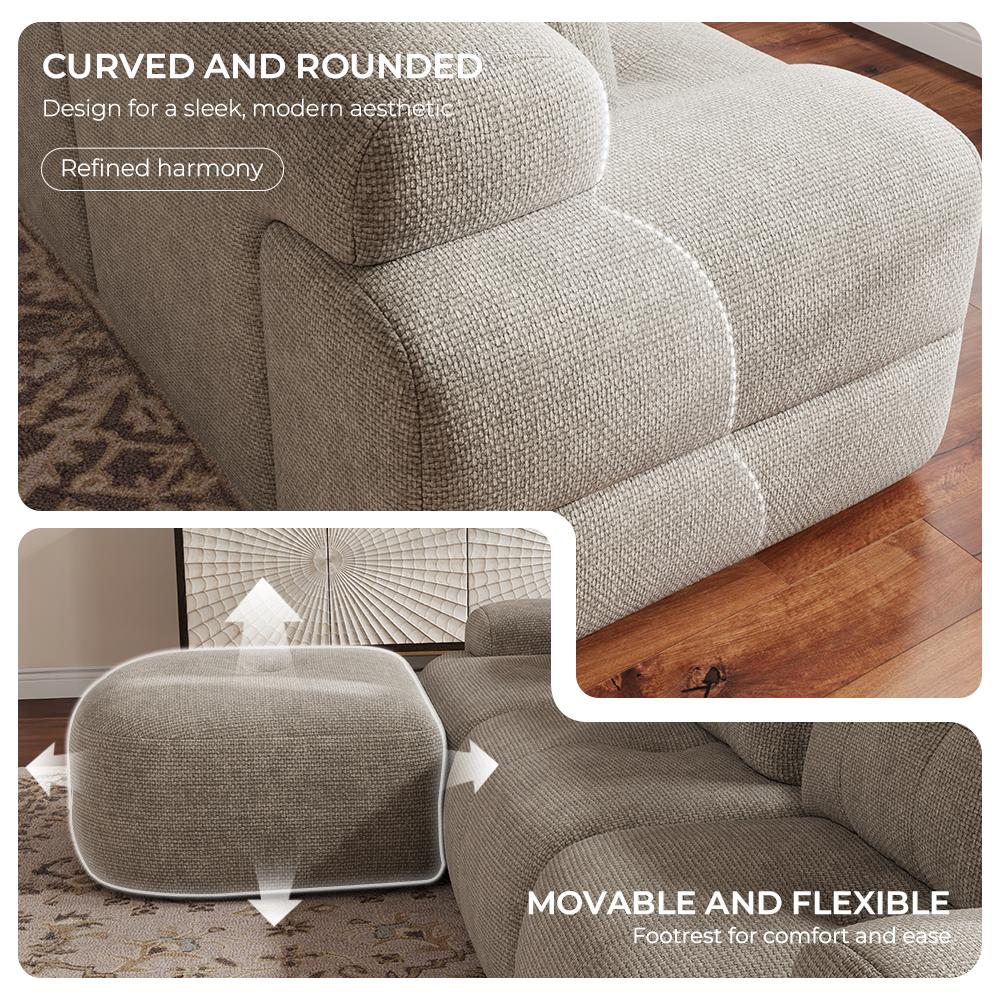 [Summervibes - 3 PKGS] 145'' U-Shaped Modular Sectional Boneless Sofa Couch Full-Foam Structure Compression Packaging Woven Texture Upholstery Oversized Modern Living Room Couch for 4+ Years of Comfort, Gifts for the Whole Family: Husband&Wife, Mom & Dad