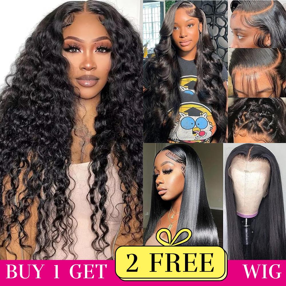 [Combo sale 30"&30"&30"]" 13x4 Deep Wave buy 1 get 3 wig Lace Front Wigs Human Hair 180% Density Human Hair Wigs for Black Women