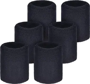 Wrist Sweatbands, Sports Sweatbands for Competition, Sweat Absorbent, for Basketball, Tennis, Football, Running and Work (Pack of 6)