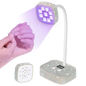 Gooseneck UV LED Nail Lamp, 9 LED 360° Flexible Neck Wireless Cordless Portable Nail Dryer for Fast Curing Gel Polish, Rechargeable Manicure Tool for Home & Professional Salon