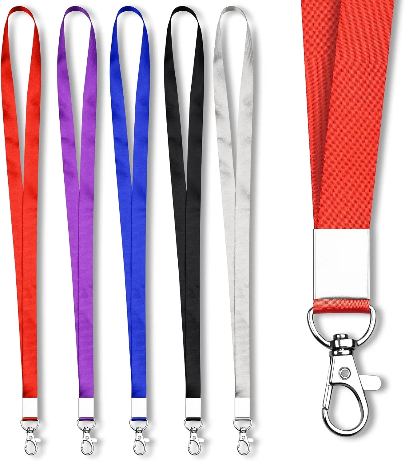 5 PCS Badge Lanyards with Clip for Keys & ID Badges, Premium Lanyard Strap for Teacher, Kids, Men, Women, Badge Lanyard for Cruise, Keys, Wallet, Phone, USB, Keychain
