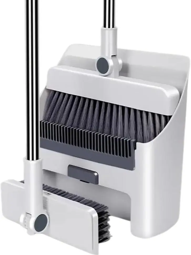 3-in-1 Adjustable Broom and Dustpan Set for Home Supplies - 14.2-48.8 in Long Handle, Wall-Mountable Storage, Cleaning Indoor Floors to Patios, Deck Outside Broom, Household