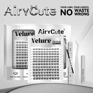 Velure | AiryCute Velour Luxe Collection Upgrade U Lashes with Ultra-Dense, Waterproof, Long-Lasting Lashes | Venus | Natural Daily | Beginner-Friendly DIY Lashes for a Flawless, Voluminous Look | Trendy & Must-Have Clusters