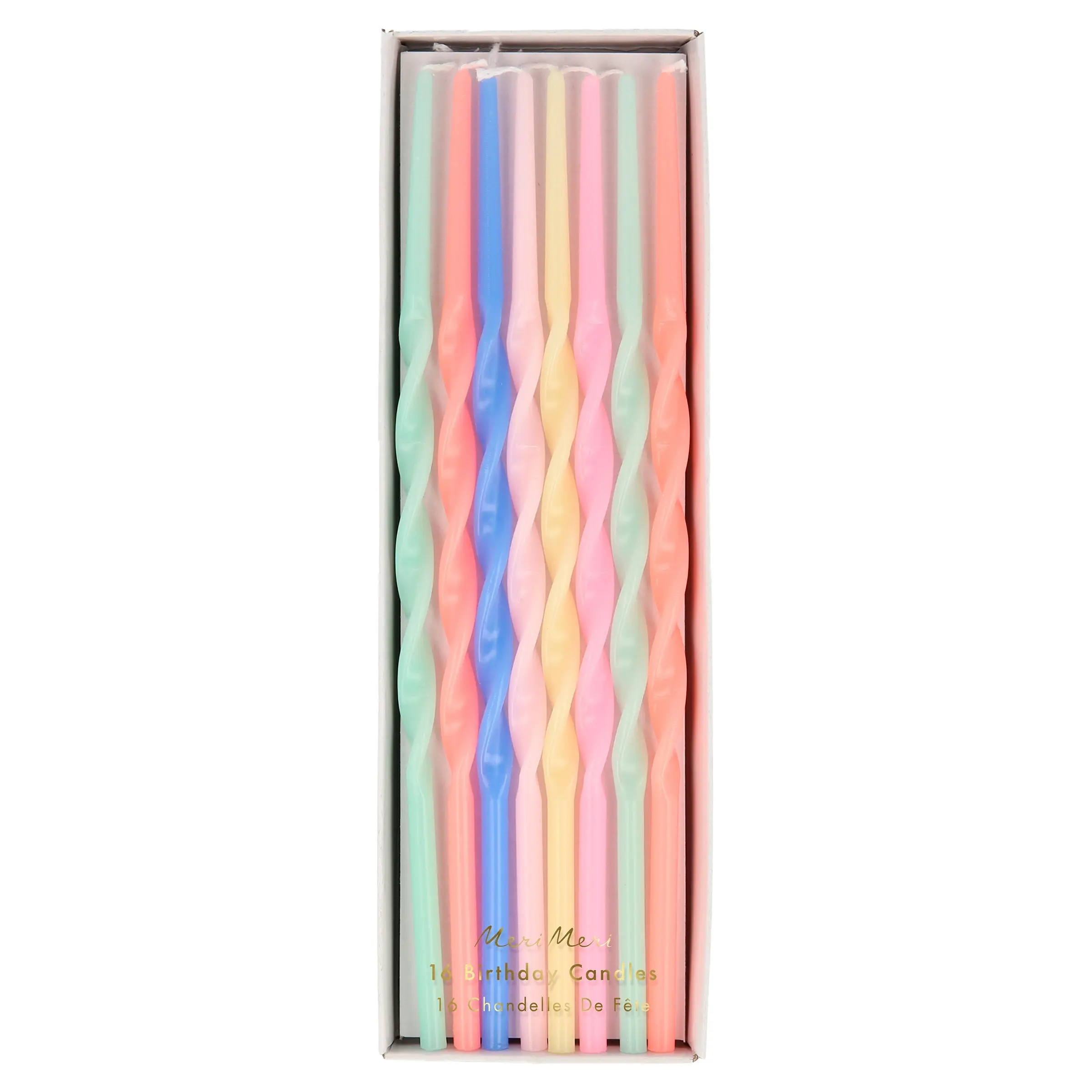 Mixed Twisted Long Birthday Candles (x 16)