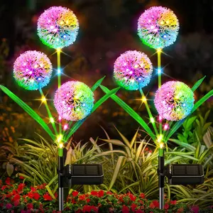 SummerVibes Solar Lights Outdoor Garden Decor: Upgraded Solar Dandelion Garden Light Decorative Landscape Lighting - Waterproof Outside Color Gift for Mothers Day Decoration for Yard Lawn Patio