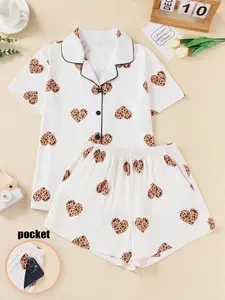 Pajamas Short Sleeve Set for Comfortable Sleepwear Soft Fabric Cozy Nightwear Ideal for Everyday Wear