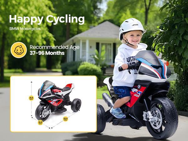 【Phivilla Home】12V Kids Electric Motorcycle,  Ride on Toy for Toddlers Battery Powered 3-Wheel Stable Design with Horn, Music & LED Lights