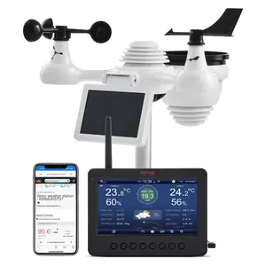 【FathersDayGift】VEVOR 7-in-1 Wireless Weather Station with Wi-Fi,  , 7" TFT Colorful Display, Solar-Powered Outdoor Sensor, Indoor & Outdoor Monitoring, Includes Temperature, Humidity, Wind Speed/Direction, and Rainfall