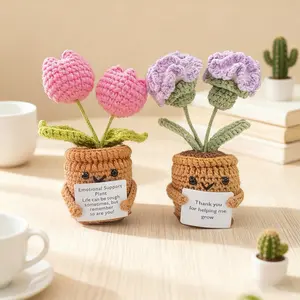 2PCS Handmade Emotional Support Flower - Mother's Day Gift for Mom - Double Head Tulip & Carnation - Easter Basket Stuffer 2026 - Room Decor for Women - Best Friend Birthday Gift - Teacher Appreciation Gift - Mini Gifts