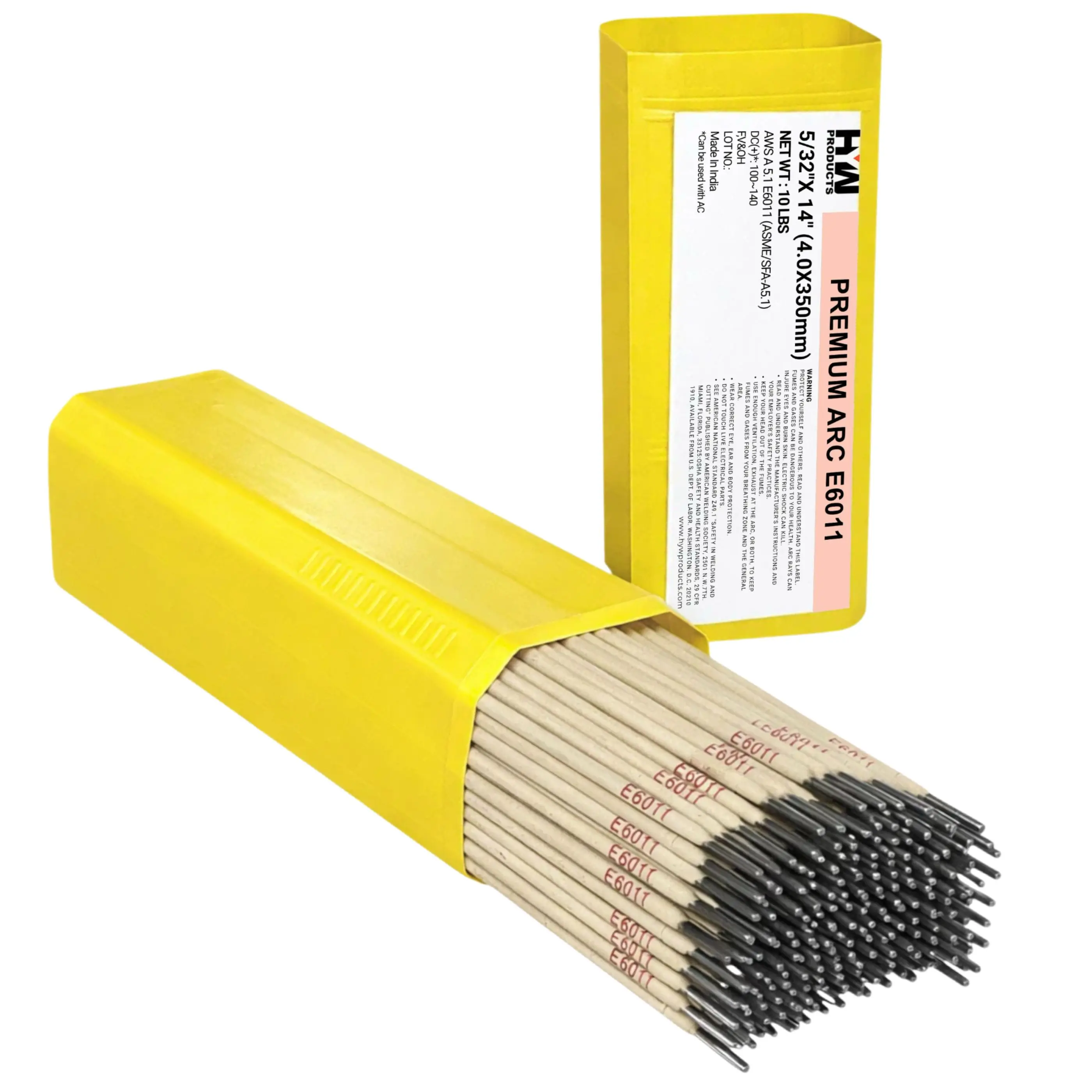 E6011 Series High Cellulose Stick Type Welding Rods, 5/32in 14in Slag Removable Premium Arc Stick Electrodes, 10-lb Box (2PK)
