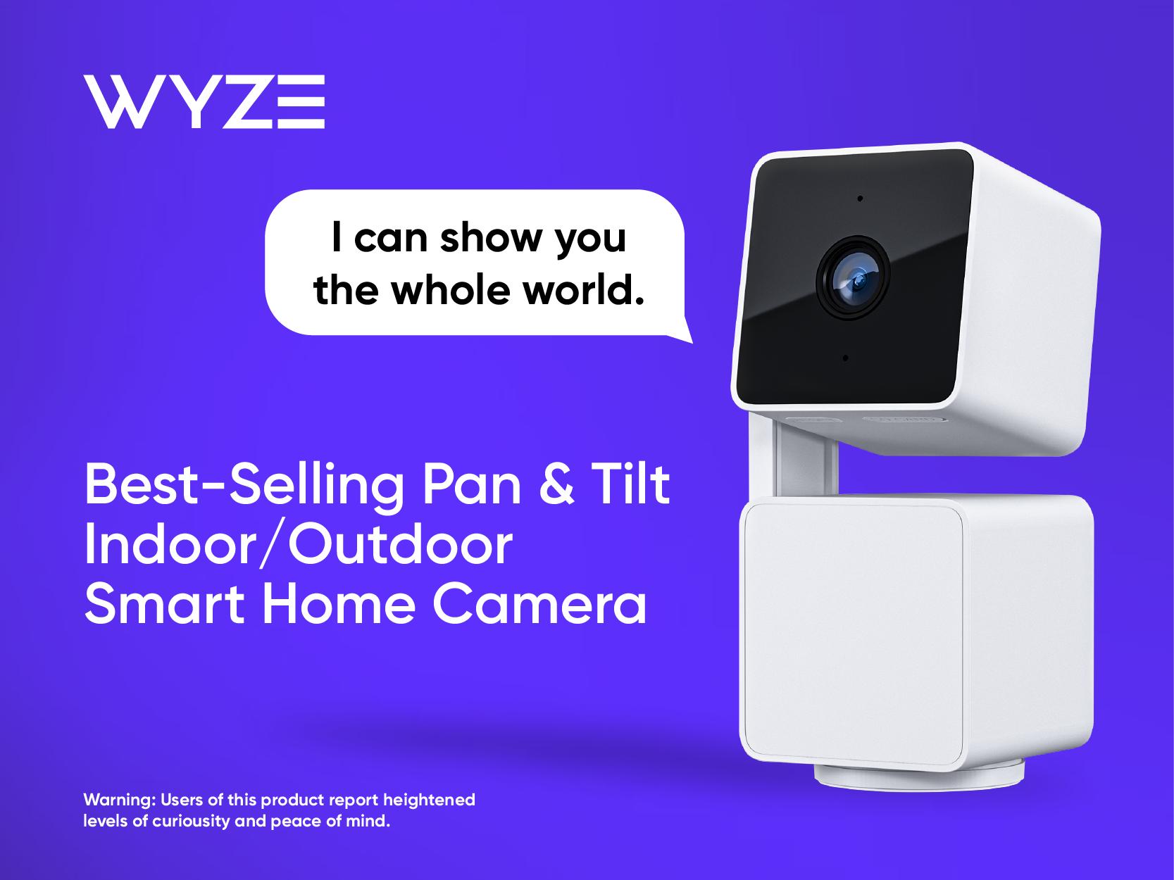 Wyze Cam Pan v3 — #1 Security Camera on TikTok! Wired, Indoor/Outdoor Pan Tilt Zoom (PTZ) w/ 360 Degree Motion Tracking, Color Night Vision, HD, WiFi