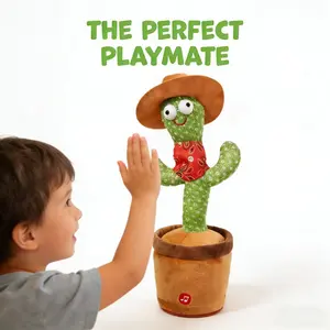 Dance with repeated playback for 15 seconds, talking cactus soft plush toy, adjustable volume, suitable for both babies and adults, perfect for birthday and Easter gifts. Voice lights, children's prank toys